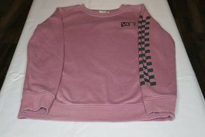 Vans Muted Pink Gray Checkered Long Sleeve Embroidered Sweatshirt Size: XS